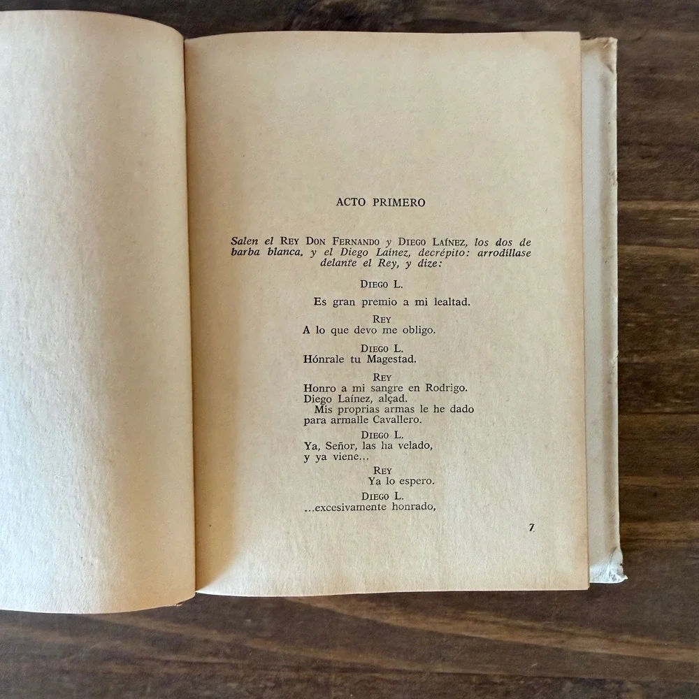 Vintage 1968 Las Mocedades del Cid Book Guillen de Castro Spanish Hardcover Libr